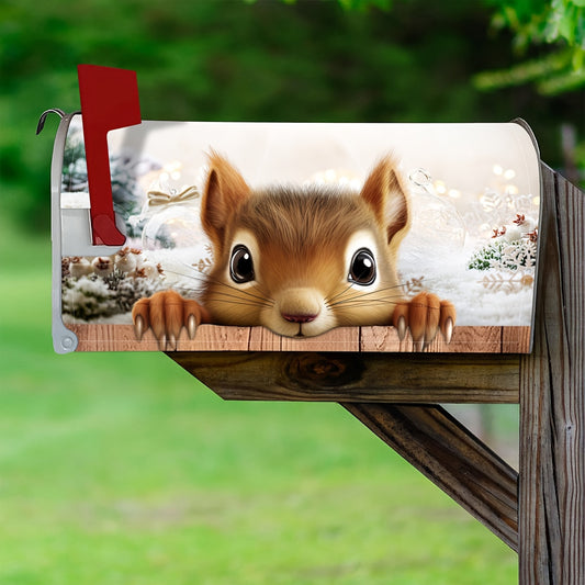 Winter Squirrel Wonderland Magnetic Mailbox Cover – 18x21"