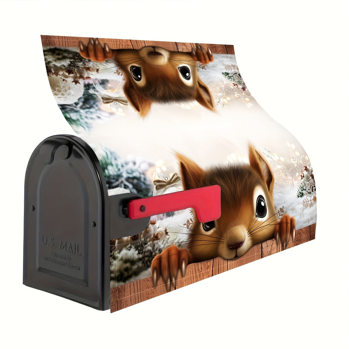 Winter Squirrel Wonderland Magnetic Mailbox Cover – 18x21"