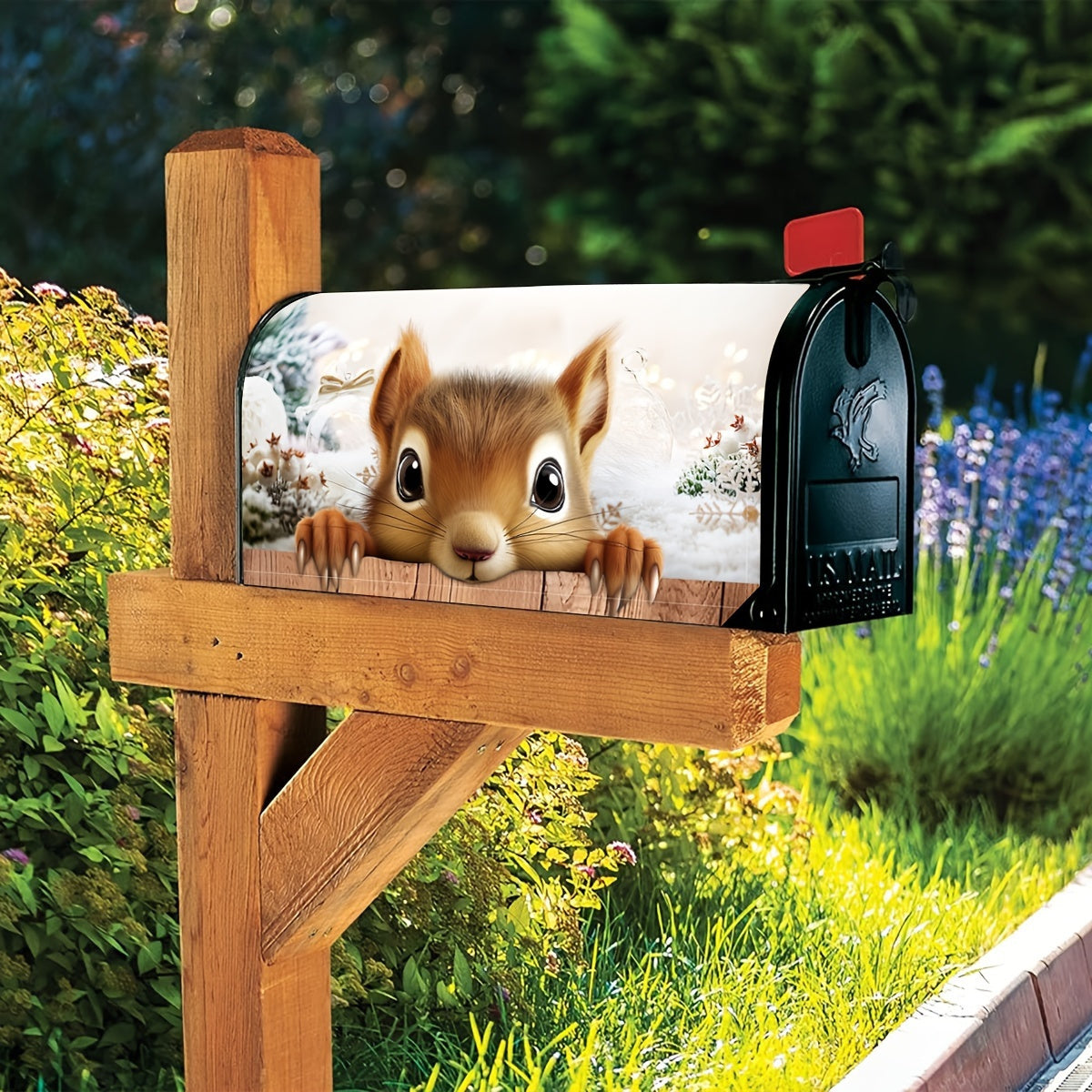 Winter Squirrel Wonderland Magnetic Mailbox Cover – 18x21"