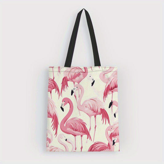 Pink Flamingo Canvas Tote Bag – Crossbody & Shoulder, 13.38"x15.74"