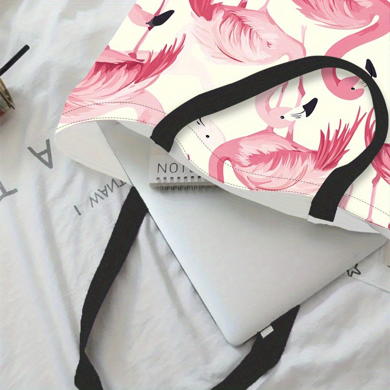 Pink Flamingo Canvas Tote Bag – Crossbody & Shoulder, 13.38"x15.74"