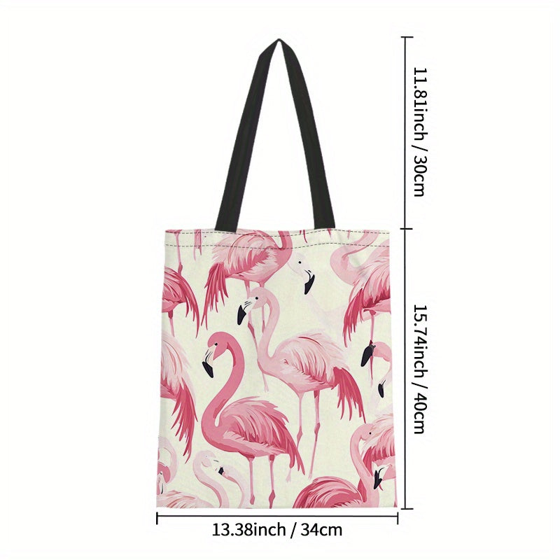 Pink Flamingo Canvas Tote Bag – Crossbody & Shoulder, 13.38"x15.74"