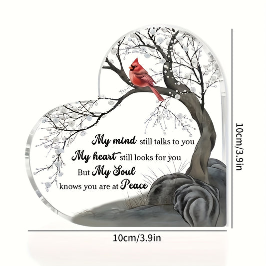 Heart-Shaped Acrylic Plaque – “My Mind Still Talks to You,” 3.9x3.9"
