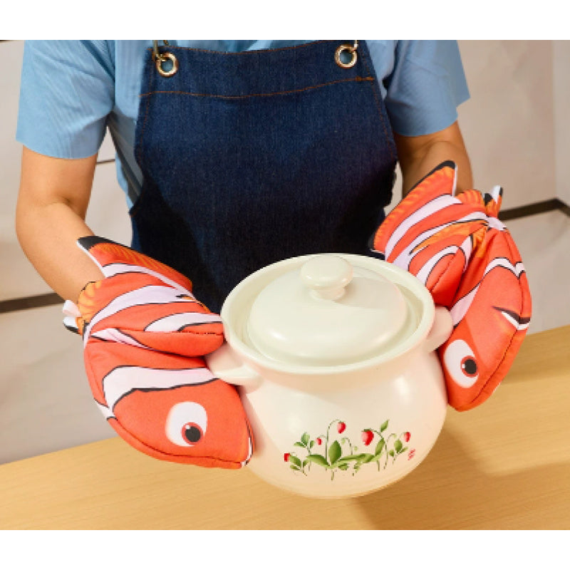 Clown Fish Oven Mitt – Heat-Resistant 500°F, Fish-Shaped Design, 6.5x11.6"