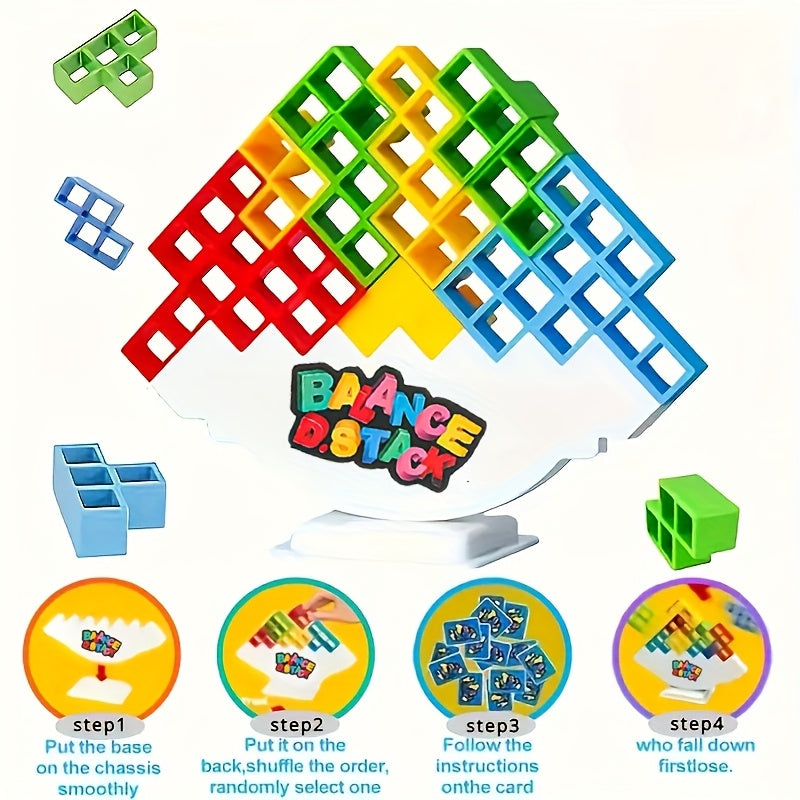 Tetra-Inspired Balance Tower Game – 73-Piece Set, Desktop Puzzle & Family Fun, Ages 8+