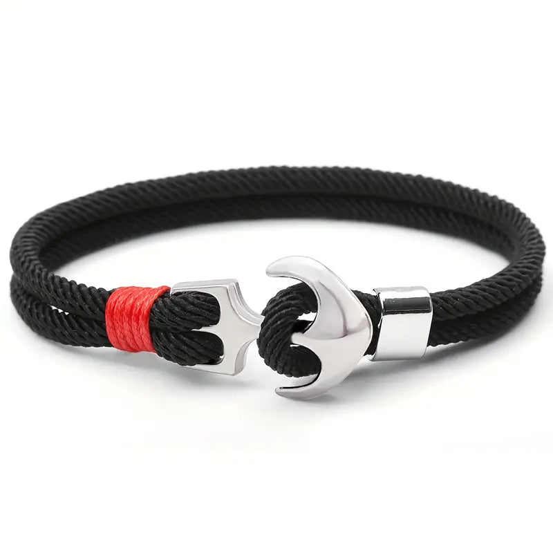 Black and Red Boat Anchor Bracelet