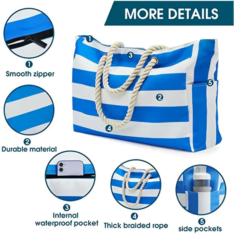 Blue Travel Beach Bag