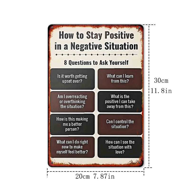 How to Stay Positive Vintage Metal Sign, 12x8