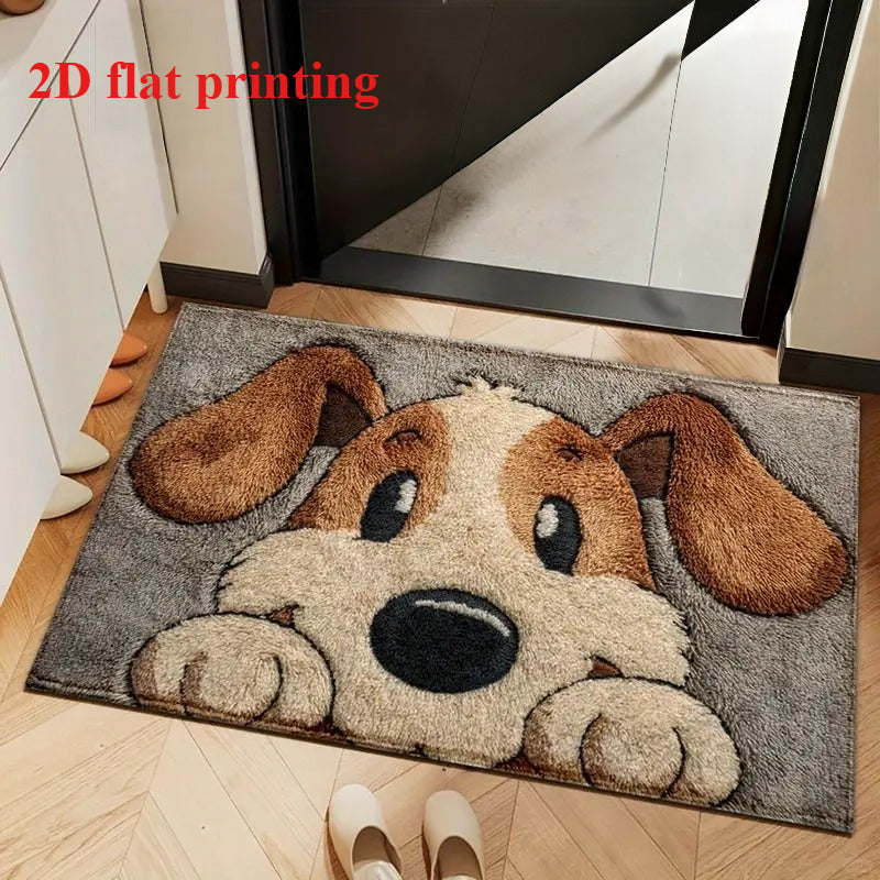 Dog-Patterned Faux Cashmere Bath Mat, 20x32"