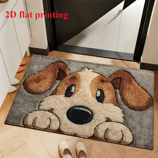 Dog-Patterned Faux Cashmere Bath Mat, 20x32"