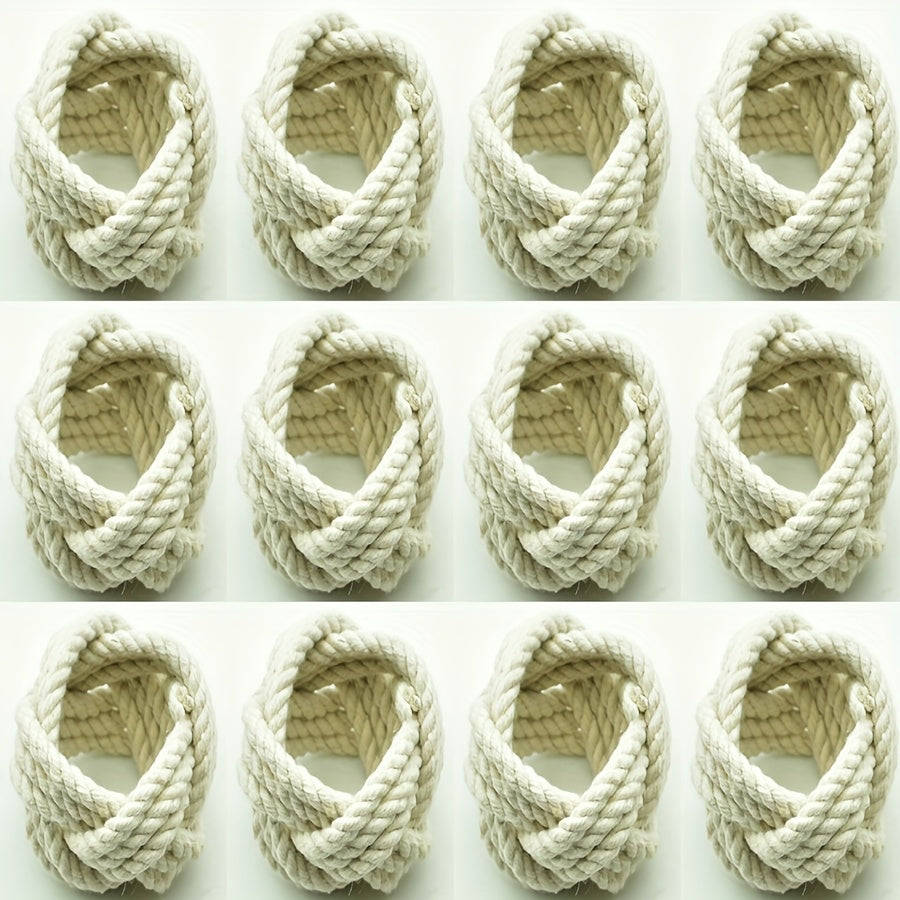 6-Piece Beige Rope-Braid Knot Napkin Holders