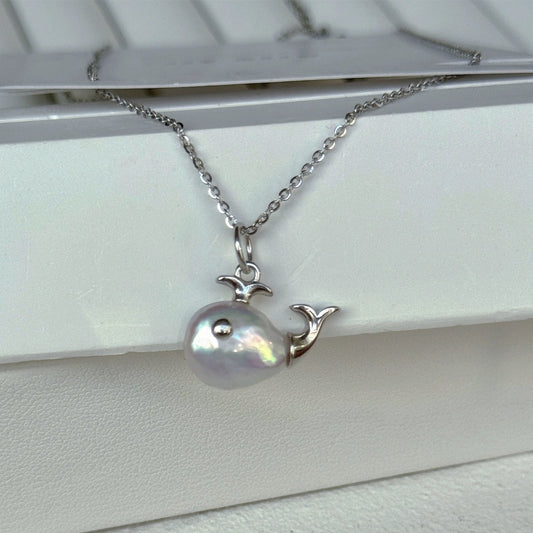 Handmade Baroque Freshwater Pearl Whale Necklace