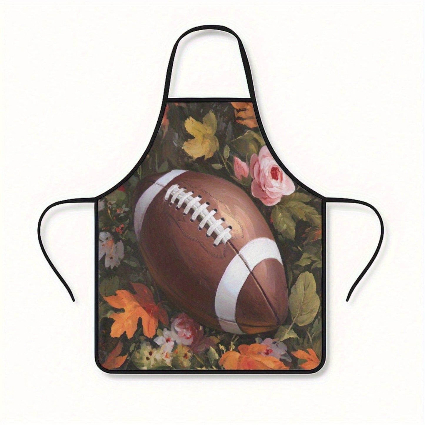 Football Player Floral Autumn Apron – Machine-Washable, (20.47" x 28.74")