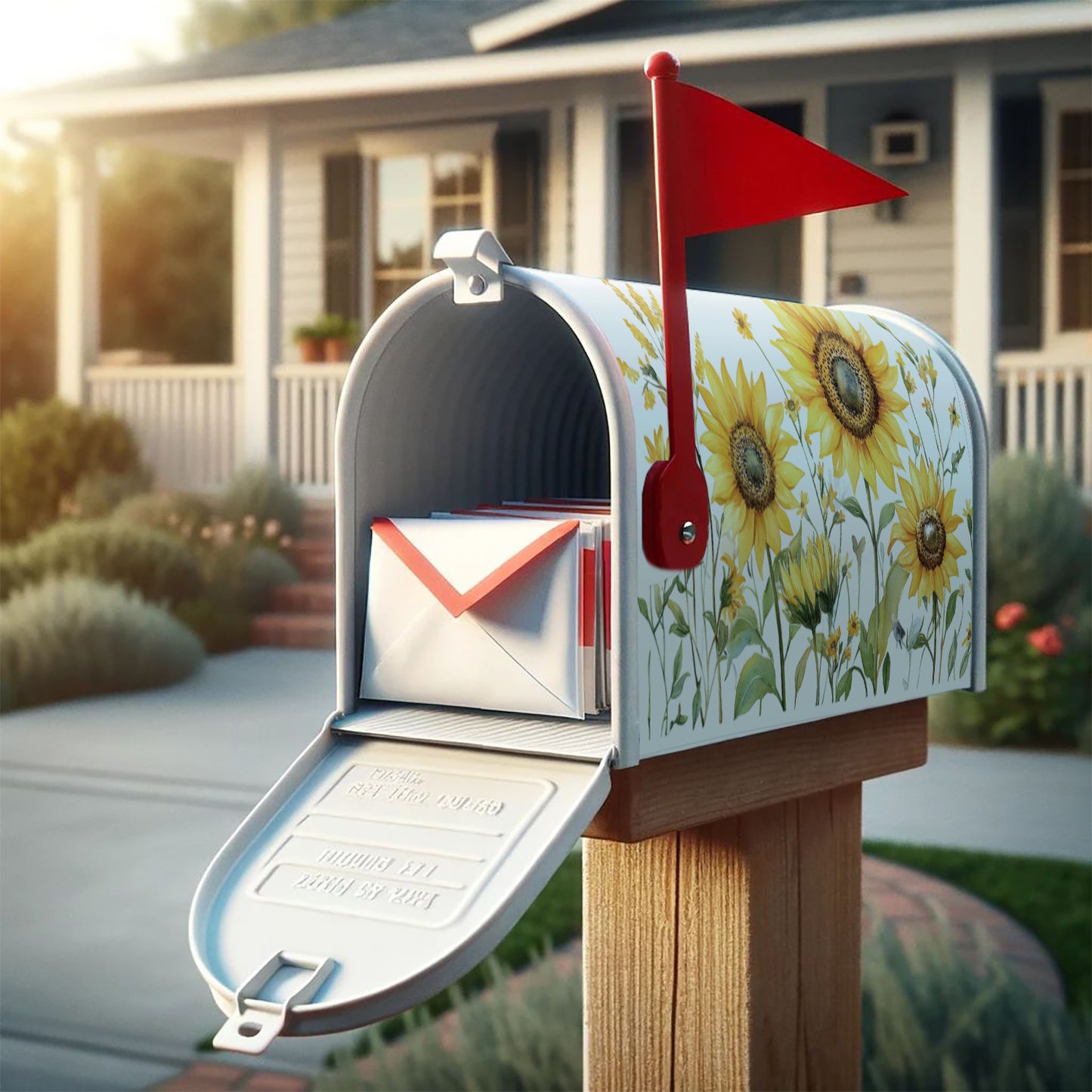 Sunflower Garden Mailbox Cover – Magnetic, 18" x 21"