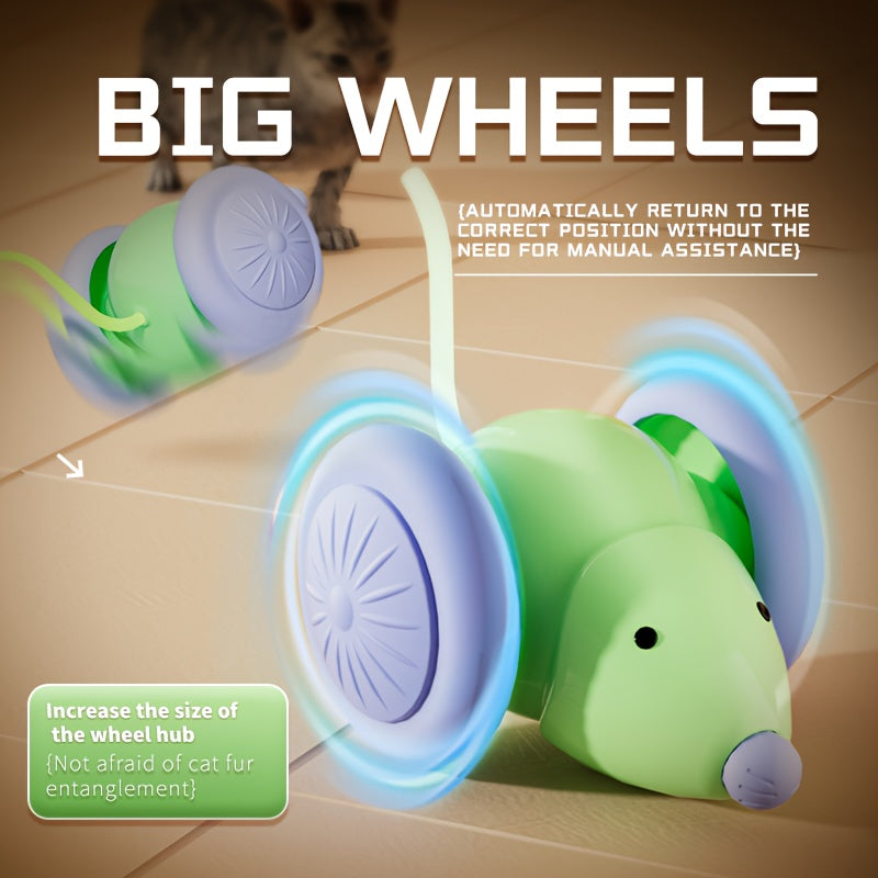 Interactive White Glowing Tail Mouse – USB Rechargeable Cat Toy, 1.58"x2.4"