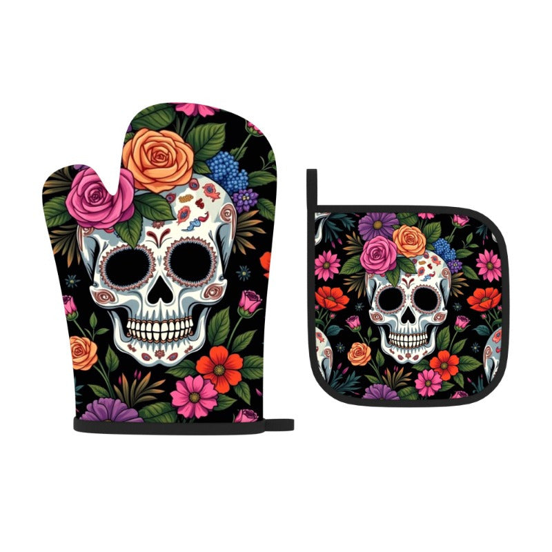 Day of the Dead Kitchen Set – Heat-Resistant Oven Mitt & Potholder