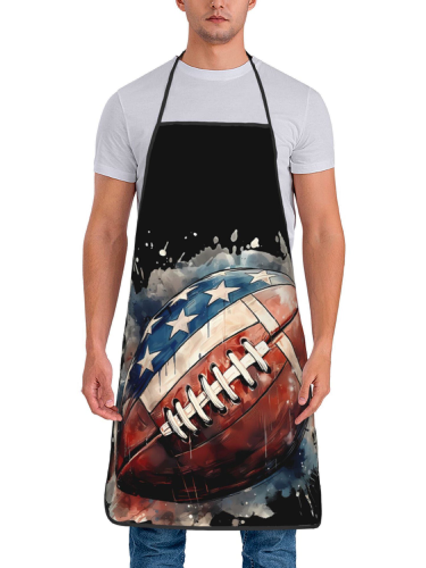 American Flag Football Watercolor Apron – Adjustable (20.4" x 28.3")