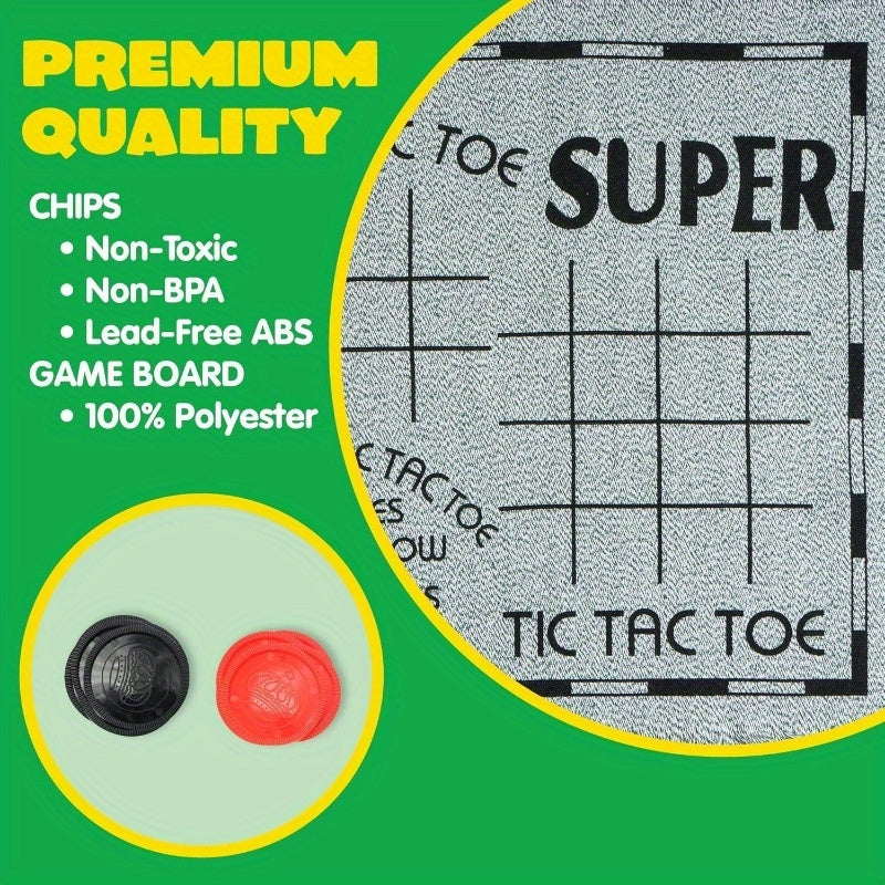 3-in-1 Giant Checkers & Tic-Tac-Toe Set – Reversible Mat for Indoor & Outdoor Fun