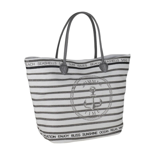 Gray Anchor Oversized Canvas Beach Tote