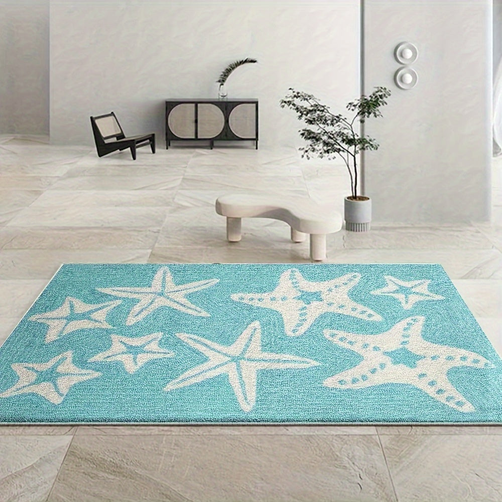 Turquoise Starfish Coastal Area Rug – 5x7'