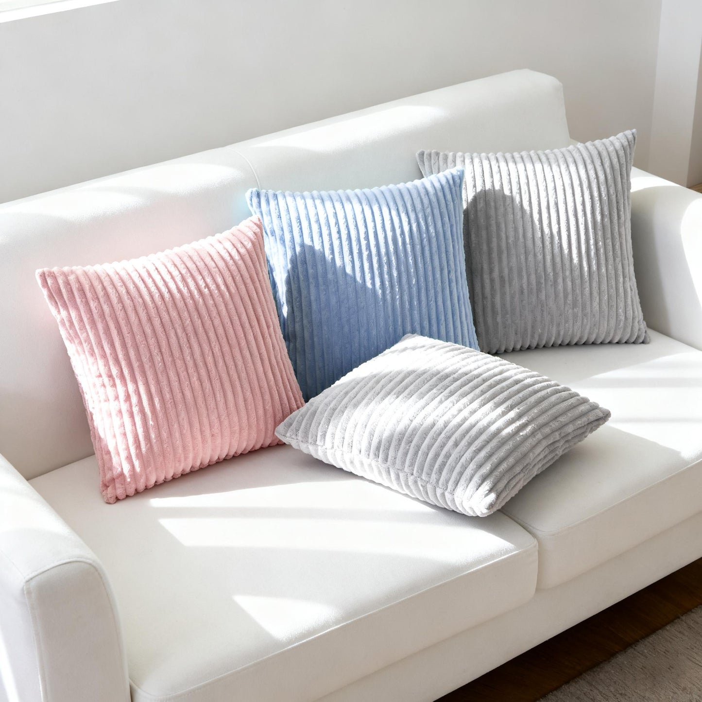 Striped Supersoft Corduroy Pillow Cover – Individual Colors or 3-Piece Set, 18"x18"