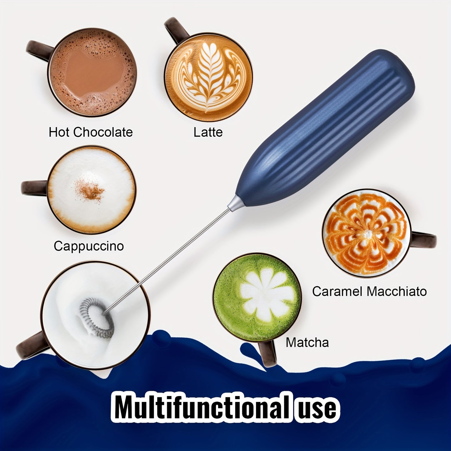 Electric Milk Frother – Portable Stainless Steel Beverage Mixer & Mini Whisk
