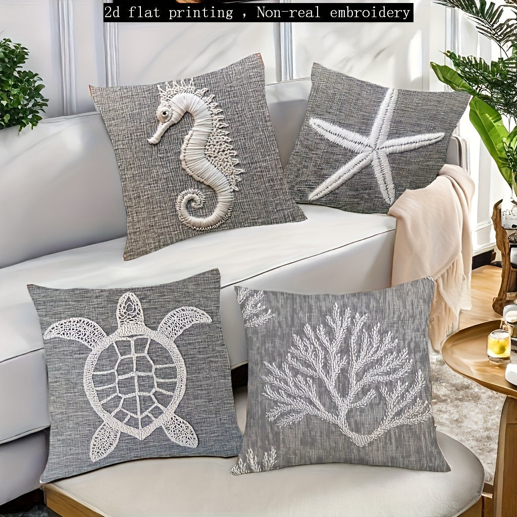 Seahorse, turtle, coral & Starfish Pillow Covers