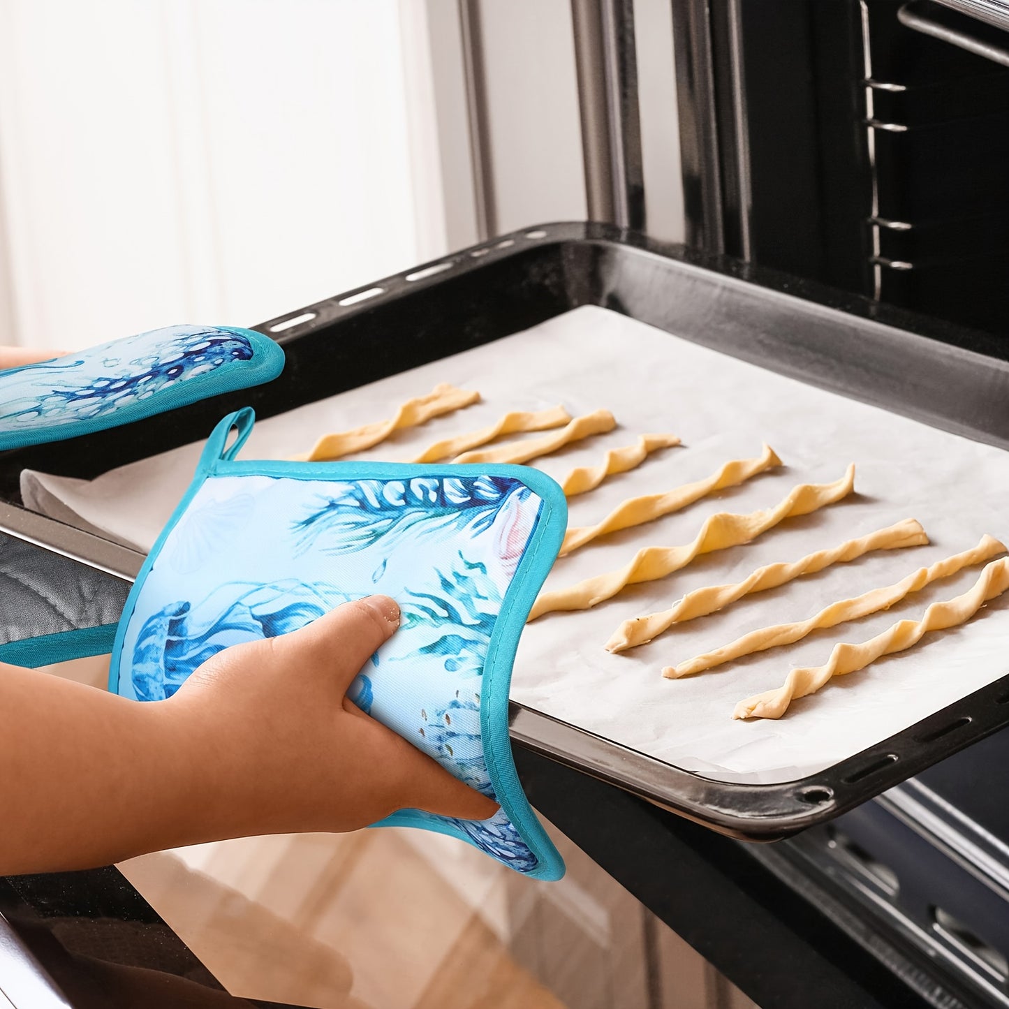 6 Sets of Marine Animal Pot Holders with Pockets – Heat-Resistant Kitchen Accessories