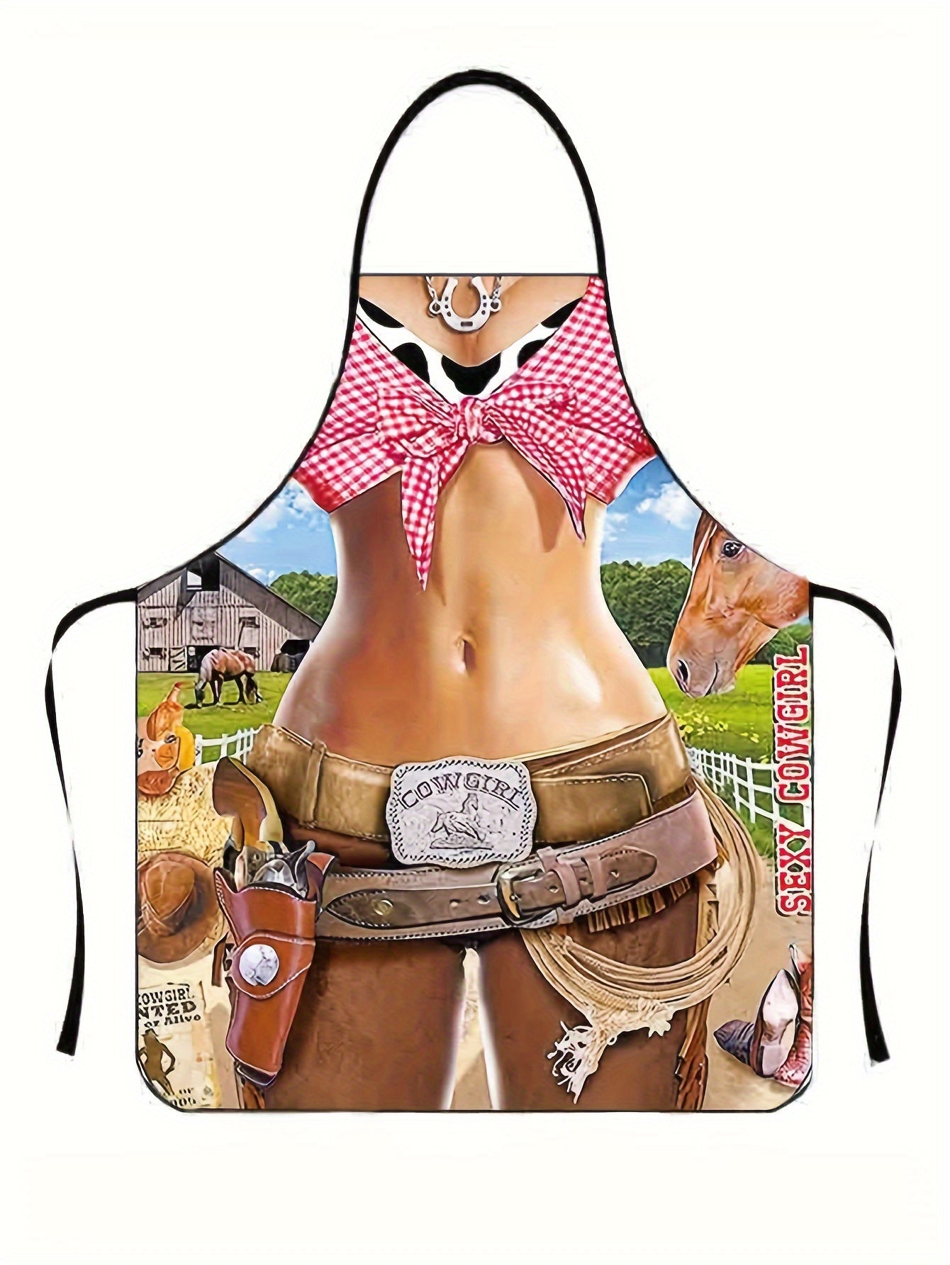 Cowgirl Kitchen Apron – Adjustable Polyester Cooking & BBQ Apron, (23.62" x 31.5")