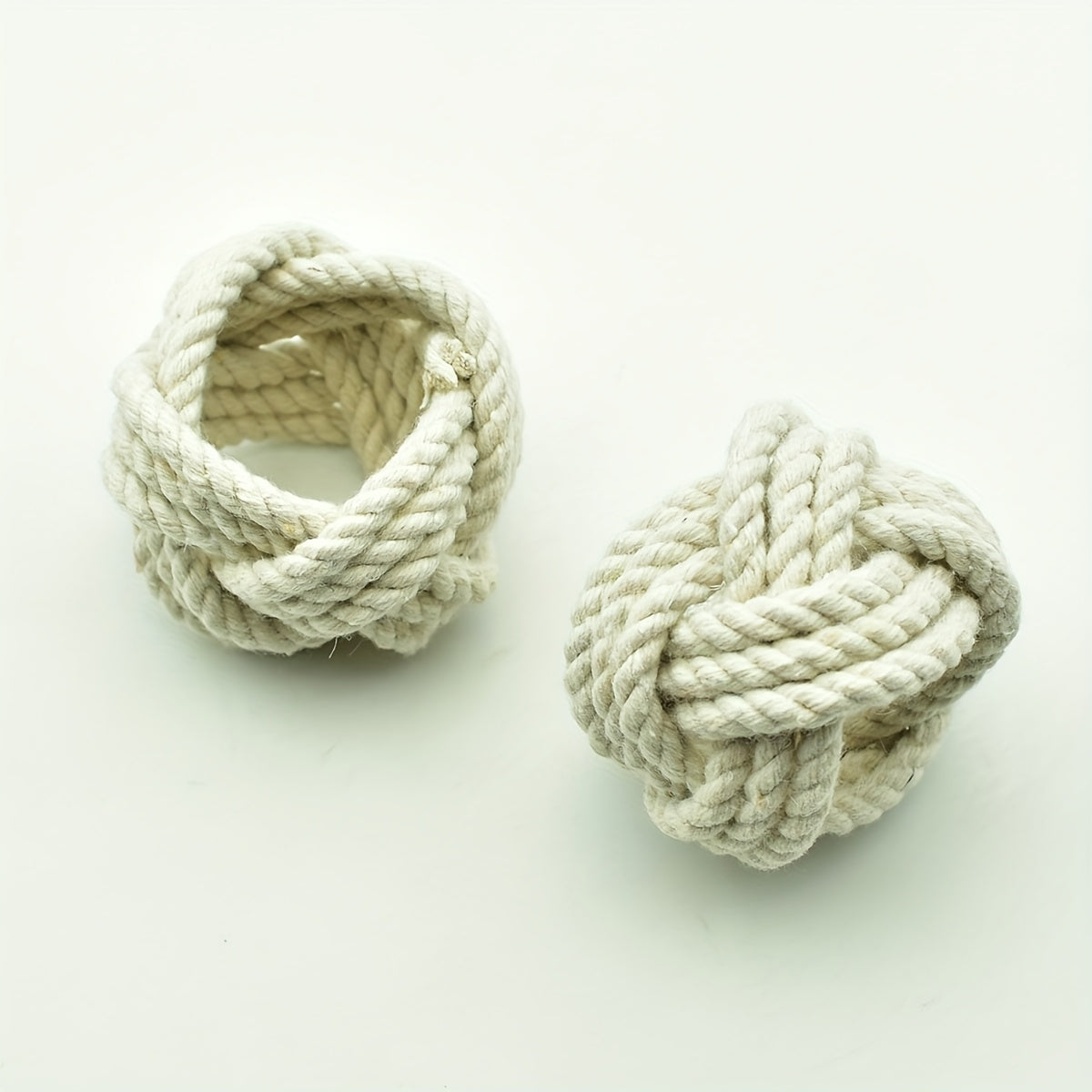 6-Piece Beige Rope-Braid Knot Napkin Holders