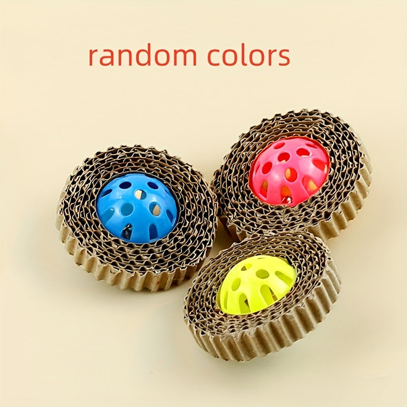 Cat Toy Ball Set – Colorful Corrugated & Plastic Styles, 3-Piece