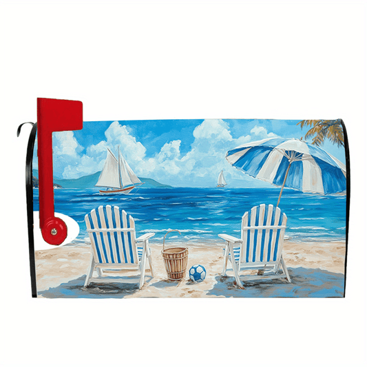 Seaside Sailboats Magnetic Mailbox Cover, 21x18" – Relaxed Coastal Charm