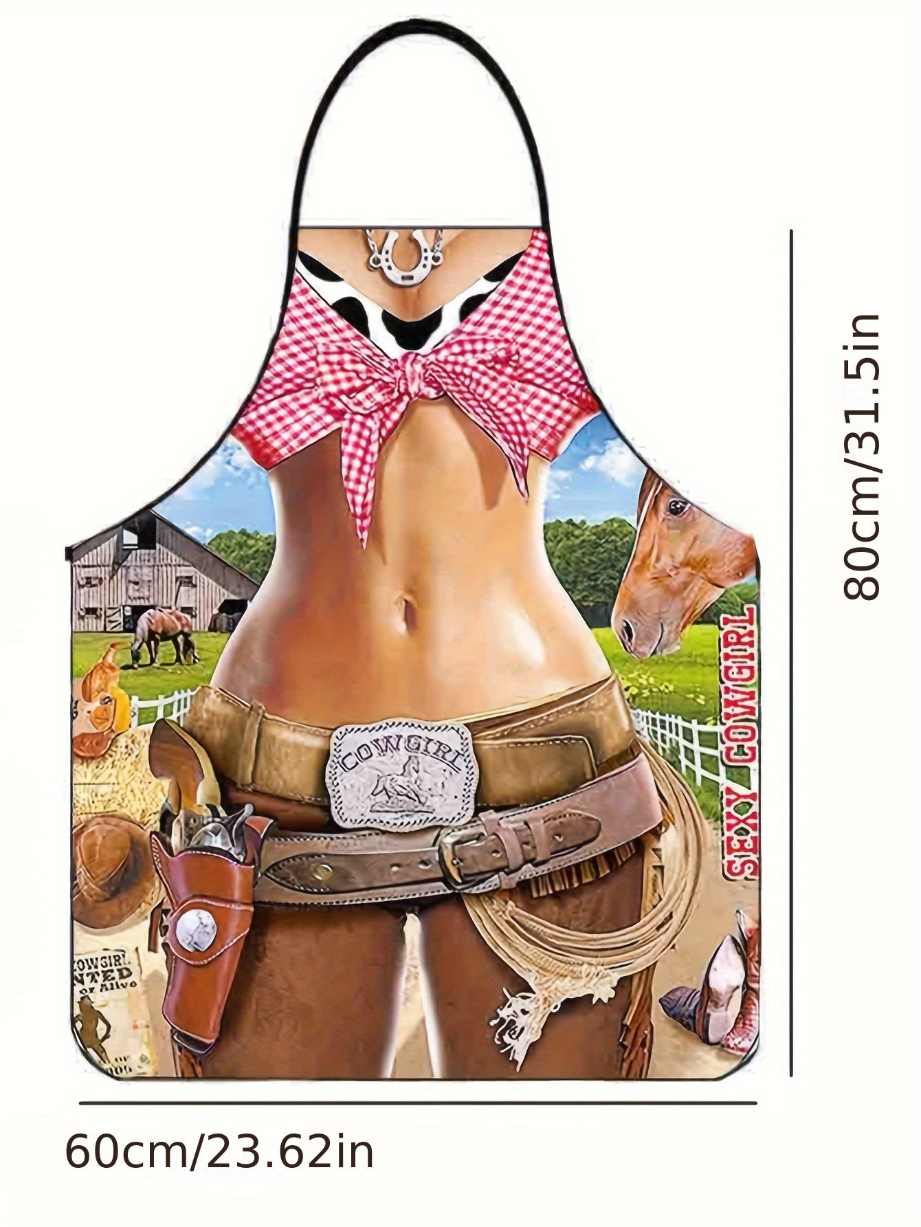 Cowgirl Kitchen Apron – Adjustable Polyester Cooking & BBQ Apron, (23.62" x 31.5")