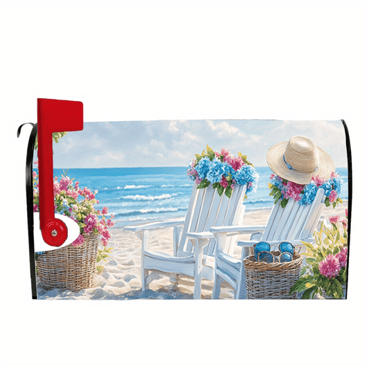 Romantic Seaside Beach Chair Magnetic Mailbox Cover – 18x21"