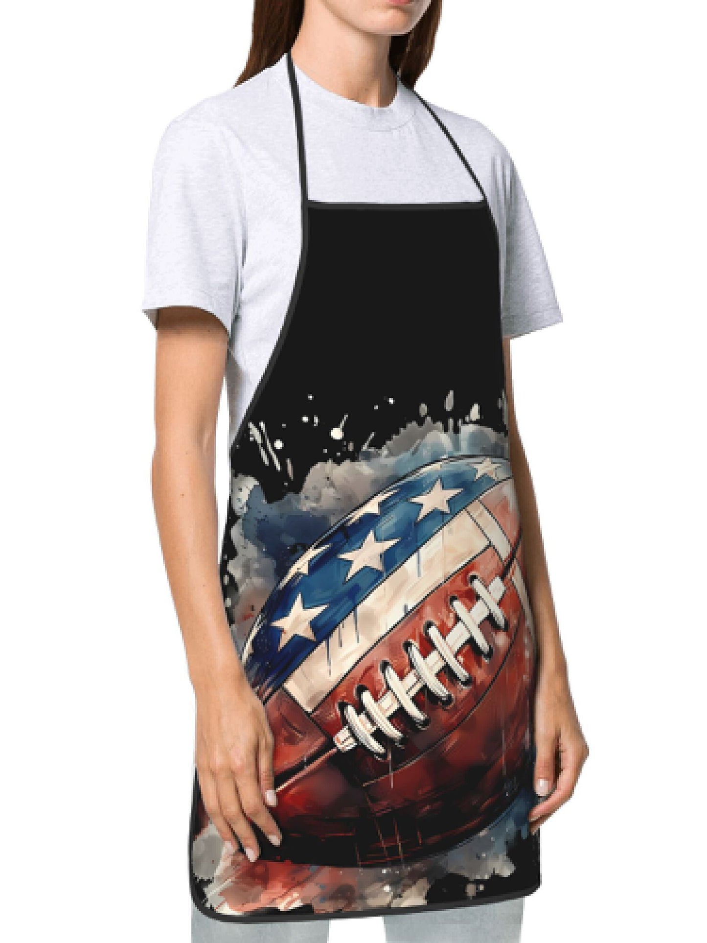 American Flag Football Watercolor Apron – Adjustable (20.4" x 28.3")