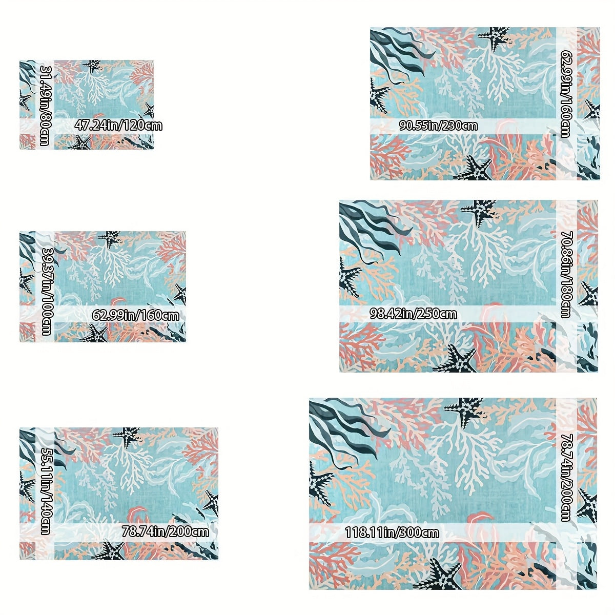 Coral Reef & Starfish Coastal Mat – 3x4'