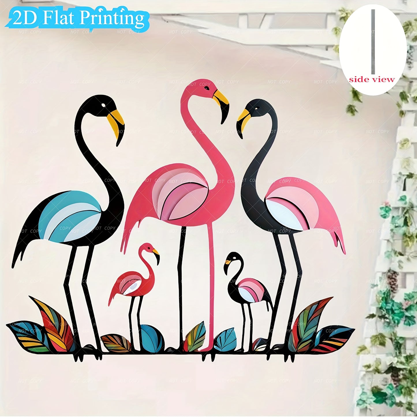 Long-Legged Flamingo Wall Art – Colorful 2D Metal Design, 12"