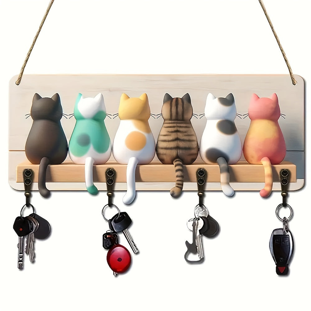 Modern Cat Wall-Mounted Key Hook – Minimalist Silhouette Design, 5.2x11.8