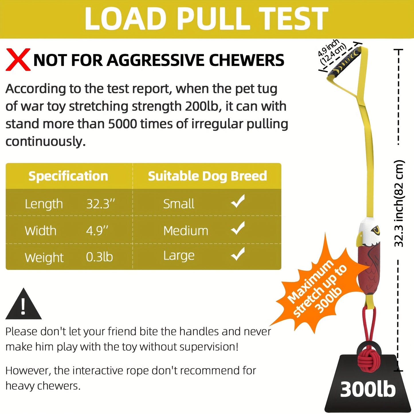 Squeaky Eagle Tug Toy – Durable Rope Pull Toy for Medium & Large Dogs