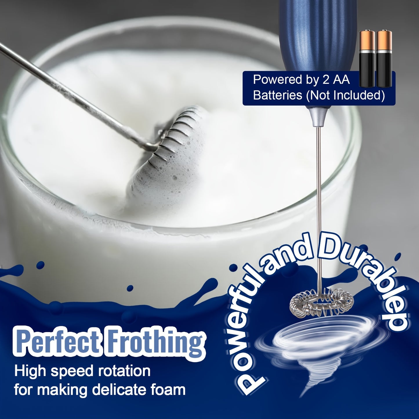 Electric Milk Frother – Portable Stainless Steel Beverage Mixer & Mini Whisk