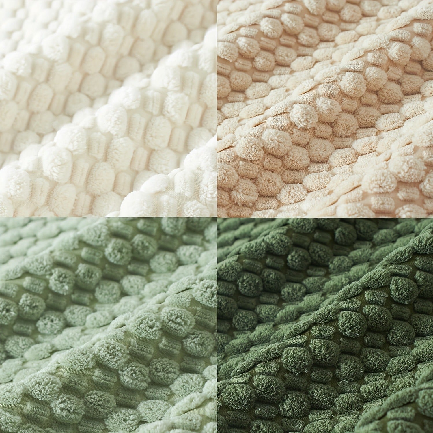 Grounded 18x18 inch cotton pillow covers in sage green, olive, beige, and white with plush corduroy and chunky knit textures for coastal décor – Coastal Pillows Plus.