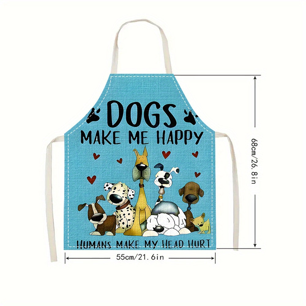 Dogs Make Me Happy Apron – Whimsical Unisex Kitchen & BBQ Apron for Dog Lovers, (21.6" x 26.8")