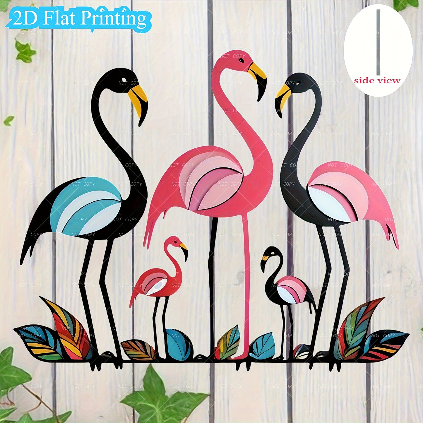 Long-Legged Flamingo Wall Art – Colorful 2D Metal Design, 12"
