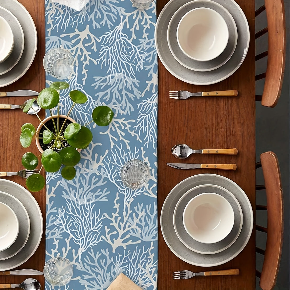 Summer Ocean Coral Table Runner – Nautical Coastal Design (13x17/72)