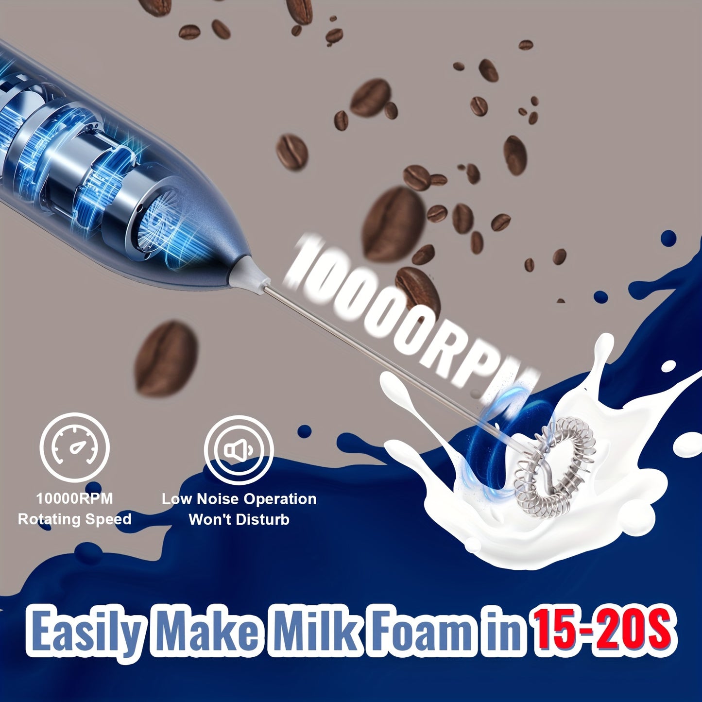 Electric Milk Frother – Portable Stainless Steel Beverage Mixer & Mini Whisk