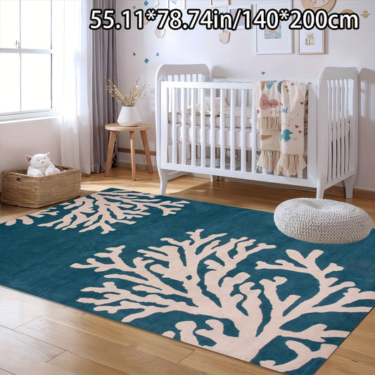 Turquoise & White Coral Reef Area Rug – 5'x7'