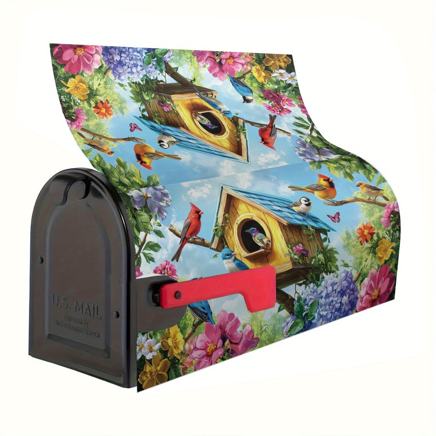 Birds & Blooms Floral Mailbox Cover – Magnetic, 18"x21"