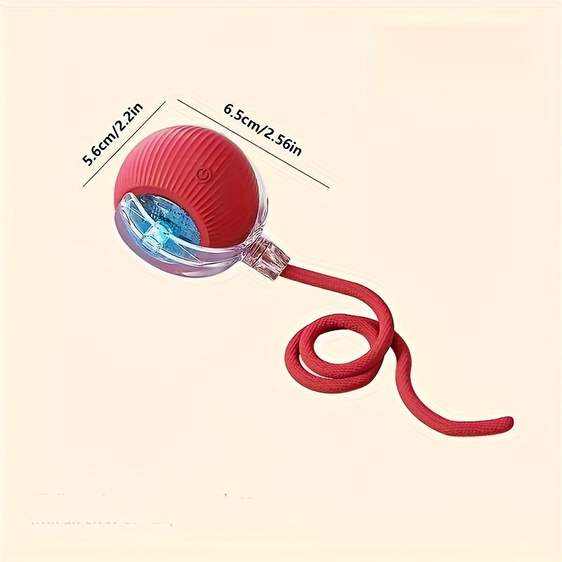 Interactive Rolling Cat Toy Ball with Tail Rope – USB Rechargeable