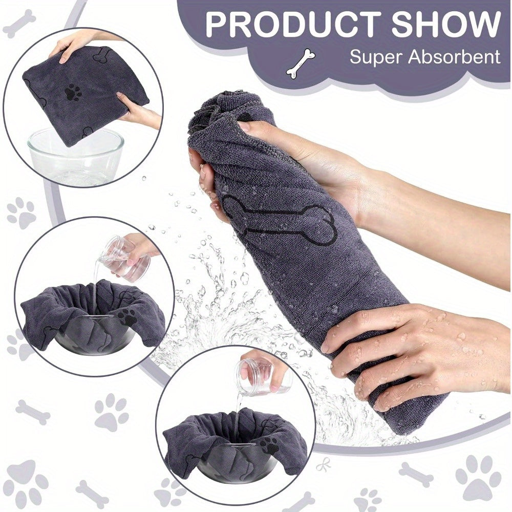 Paw Print & Dog Bone Pet Towel – Quick-Dry Absorbent Design, 19.6x37.4