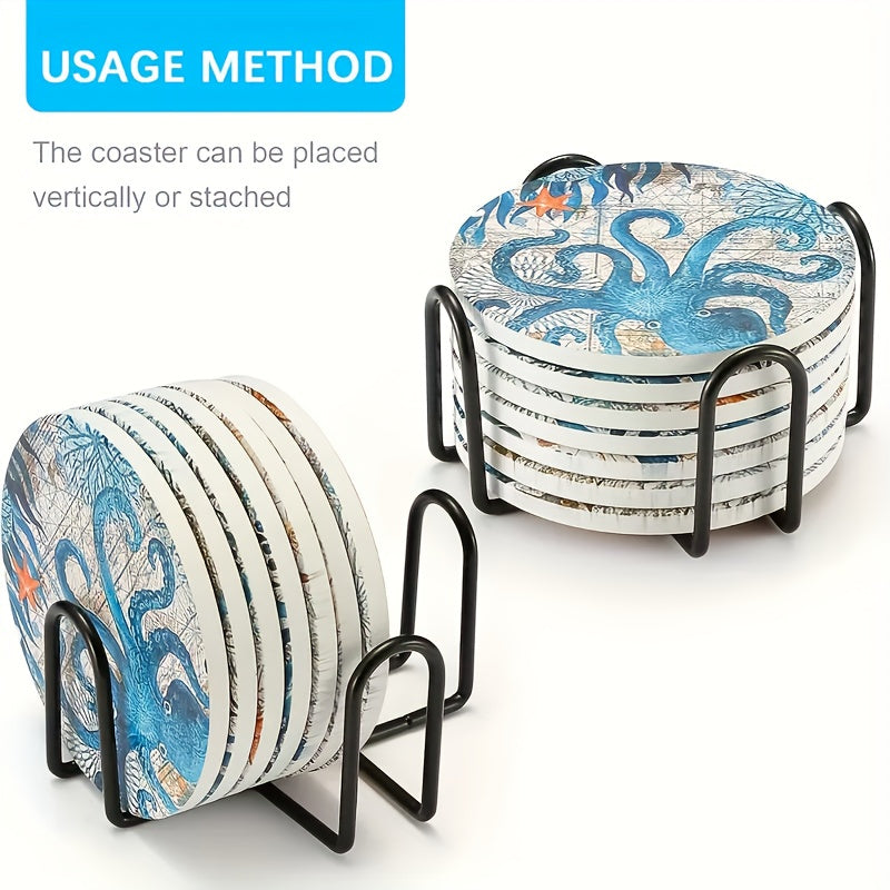 4-Pack Black Iron Coaster Holders